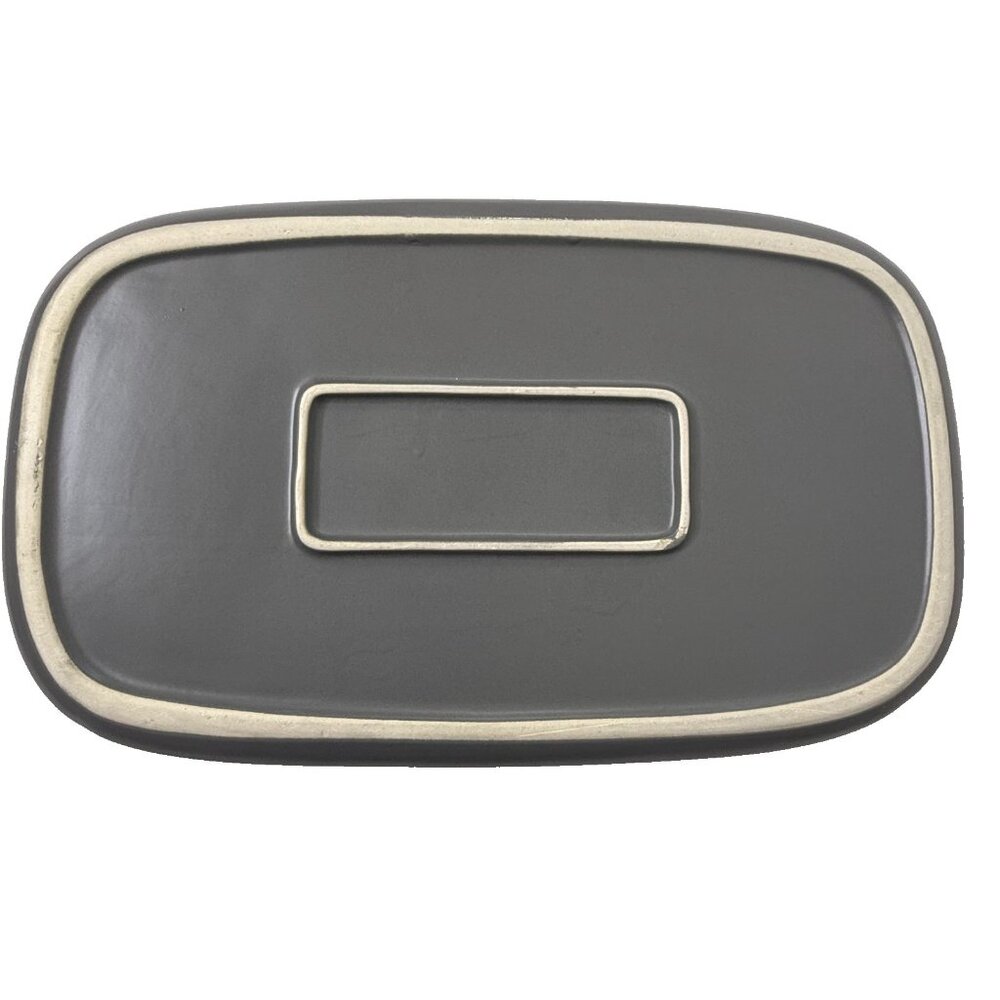Servappetit Potbelly Covered Baking Dish Gray Ceramic w/Lid and Spoon 9 x 15 in - Picture 6 of 10
